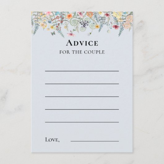 シンプルワイルドフラワーファーンダスティーブルーアドバイスカード アドバイスカード (正面)