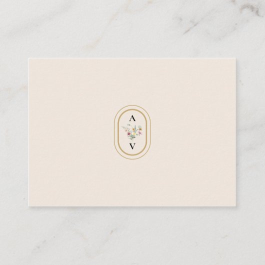 シンプルワイルドフラワーファーンベージュウェディングレセプション エンクロージャーカード (裏面)