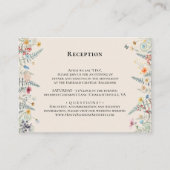 シンプルワイルドフラワーファーンベージュウェディングレセプション エンクロージャーカード (正面)