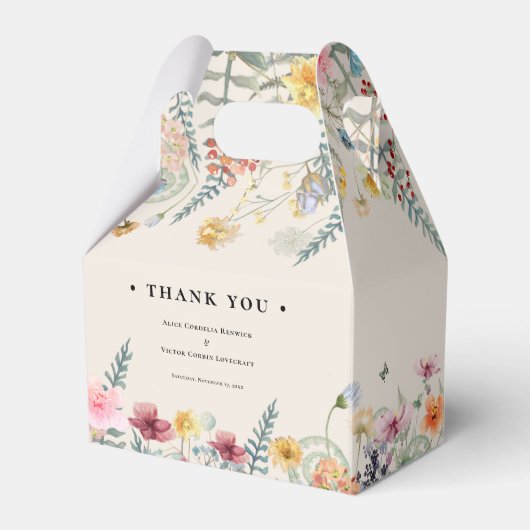 シンプルワイルドフラワーファーンベージュ結婚ズ フェイバーボックス (裏面サイド)