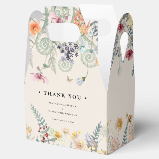 シンプルワイルドフラワーファーンベージュ結婚ズ フェイバーボックス (オープン)