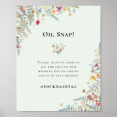 シンプルワイルドフラワーファーンミントグリーン結婚ズハッシュタグ ポスター (正面)