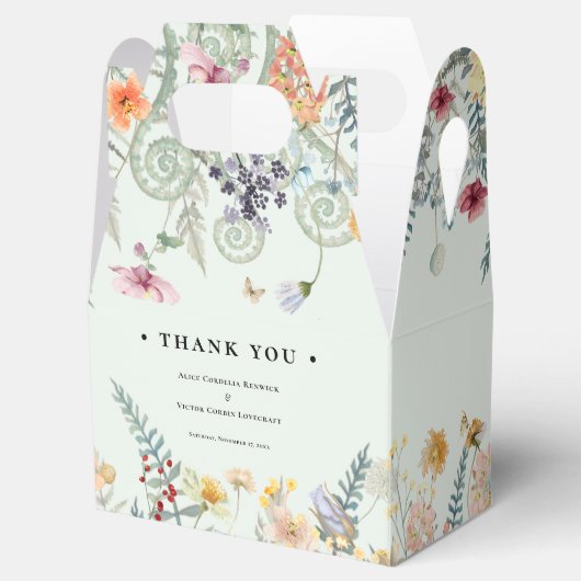 シンプルワイルドフラワーファーンミントグリーン結婚ズ フェイバーボックス (オープン)