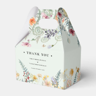 シンプルワイルドフラワーファーンミントグリーン結婚ズ フェイバーボックス