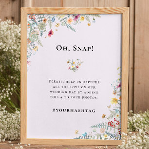 シンプルワイルドフラワーファーンラベ結婚ンズハッシュタグ ポスター