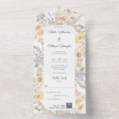 シンプルワイルドフラワーフレームQRコード オールインワン招待状 (内側)