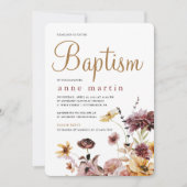シンプルワイルドフラワーフローラガールズバプテスマ 招待状 (正面)