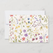 シンプルワイルドフラワーフローラリース写真1st誕生日 サンキューカード (裏面)