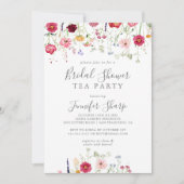 シンプルワイルドフラワーブライダルシャワーティーパーティー 招待状 (正面)