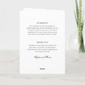 シンプルワイルドフラワーブラックとホワイト結婚式 プログラム (裏面)