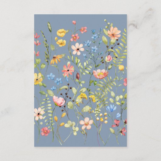 シンプルワイルドフラワーブルーQRコードとRSVP結婚's エンクロージャーカード (裏面)