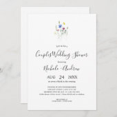 シンプルワイルドフラワーブーケカップルウェディングシャワー 招待状 (正面/裏面)