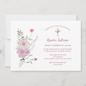 シンプルワイルドフラワーブーケバプテスマ 招待状 (正面)