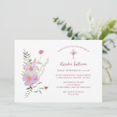シンプルワイルドフラワーブーケバプテスマ 招待状 (スタンド正面)