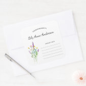 シンプルワイルドフラワーベイビーシャワー蔵書票シール スクエアシール (封筒)