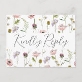 シンプルワイルドフラワーボホ庭園の結婚式RSVP インビテーションポストカード (正面)