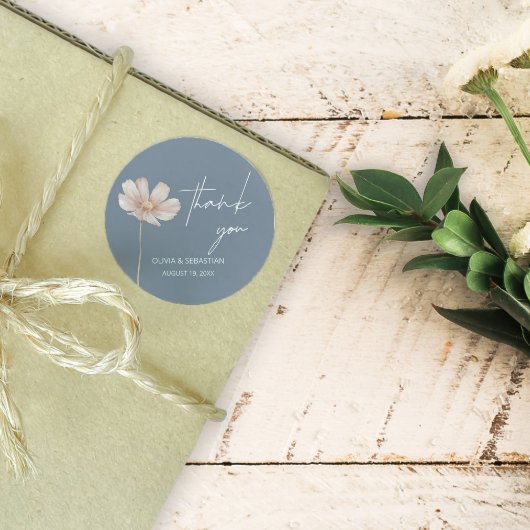 シンプルワイルドフラワーボホ | Dusty Blueありがとうございました ラウンドシール