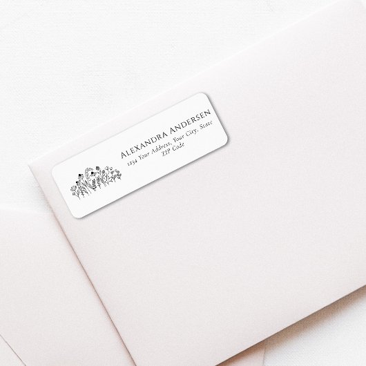 シンプルワイルドフラワーミニマルフローラアドレス ラベル