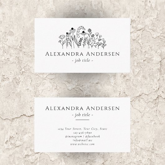 シンプルワイルドフラワーミニマルフローラ 名刺