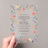 シンプルワイルドフラワーモダン素朴庭園の結婚式 アクリル招待状 (インサイチュ (ポータブル))