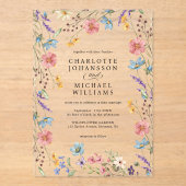 シンプルワイルドフラワーモダン素朴庭園の結婚式 アクリル招待状 (正面)