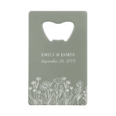 シンプルワイルドフラワー任意の色の結婚式パーティー クレジットカード栓抜き (裏面)