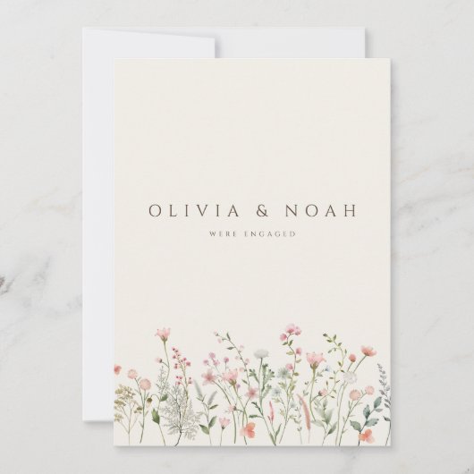 シンプルワイルドフラワー婚約告知カード 案内状 (正面)