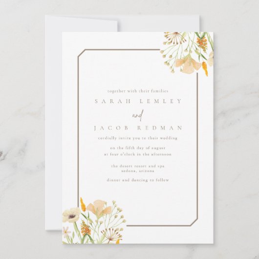 シンプルワイルドフラワー結婚アウトドア 招待状 (正面)