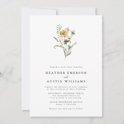 シンプルワイルドフラワー結婚式招待状 招待状 (正面)