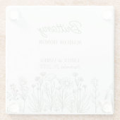 シンプルワイルドフラワー縁ど任意のカラーウェディングパーティー ガラスコースター (裏面)