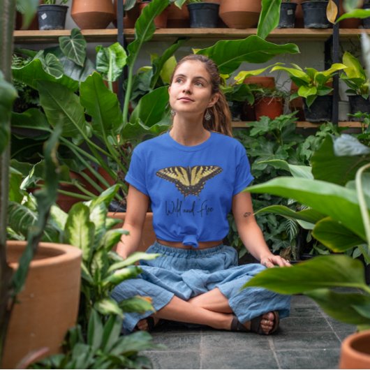 シンプルワイルドフリー虎アゲハチョウ蝶 Tシャツ