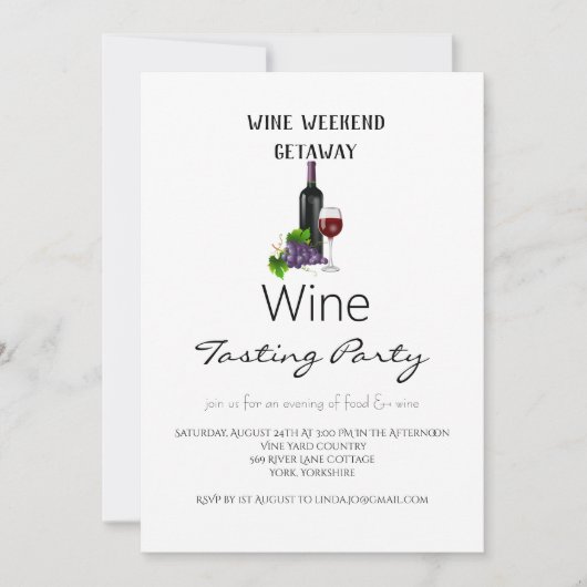 シンプルワインウィークエンドゲタウェイワインテイスティングパーティー 招待状 (正面)