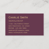 シンプルワインカラーエレガントゴールデンスクリプトビジネスC 名刺 (裏面)