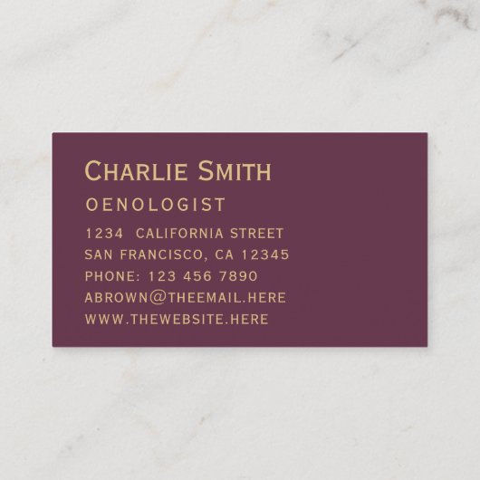 シンプルワインカラーエレガントゴールデンスクリプトビジネスC 名刺 (裏面)