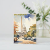 シンプルワシントンDCヴィンテージ水カラー ポストカード (スタンド正面)
