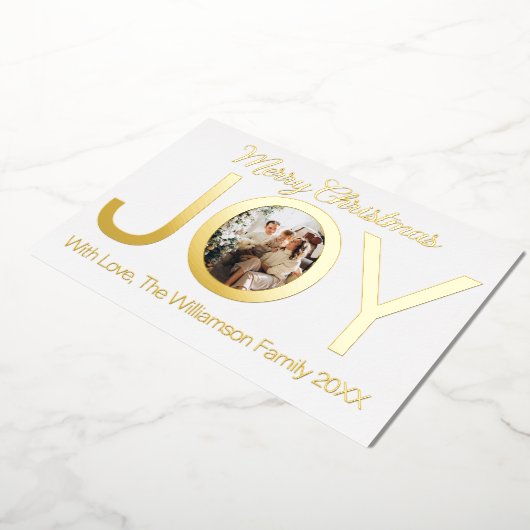 シンプルワンフォトジョイモダン引用文タイポグラフィ 箔シーズンカード (回転した状態)