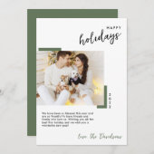 シンプルヴィネヤードグリーンフォトハッピー シーズンカード (正面/裏面)