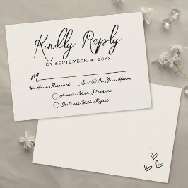 シンプルヴィンテージの手お洒落結婚引き 出欠カード