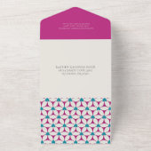 シンプルヴィンテージはっきりしたマゼンタ オールインワン招待状 (外側)