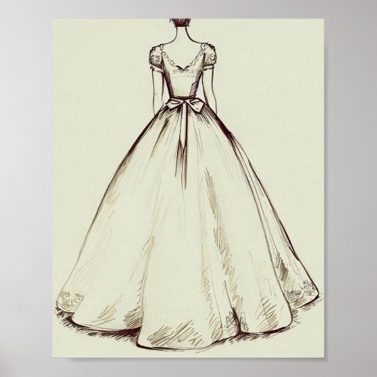 シンプルヴィンテージウェディングドレス ポスター (正面)