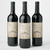 シンプルヴィンテージウォーター色トンボ結婚イ ワインラベル (ボトル)