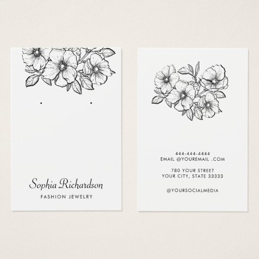 シンプルヴィンテージエレガントフローライヤリング表示カード (正面&裏面)