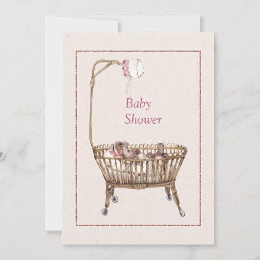 シンプルヴィンテージエレガントベビーシャワー招待状 招待状 (正面)