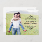 シンプルヴィンテージオーバーレイ写真の保存日付 案内ポストカード (正面/裏面)