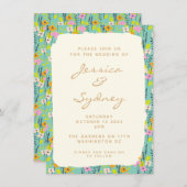 シンプルヴィンテージガーデンフローラ結婚式招待状 招待状 (正面/裏面)