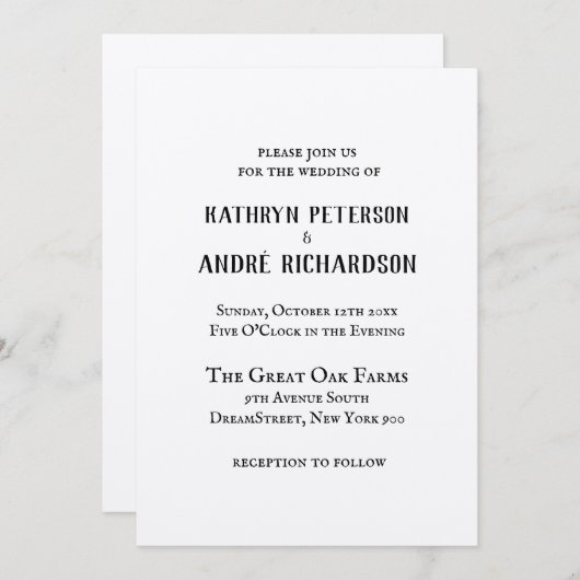 シンプルヴィンテージクラフト結婚型 招待状 (正面/裏面)