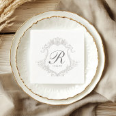 シンプルヴィンテージクレストモノグラム結婚ズ スタンダードカクテルナプキン