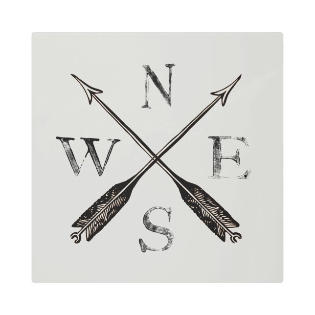 シンプルヴィンテージコン素朴パスデザイン メタルプリント (正面)