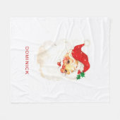 シンプルヴィンテージサンタクロース フリースブランケット (正面(横))