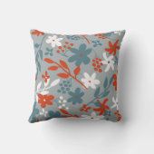 シンプルヴィンテージパターン。灰色の背景、オレンジ、  クッション (裏面)